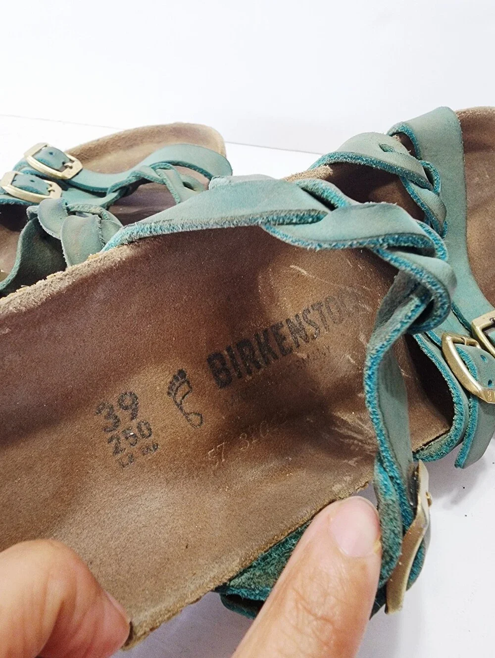 Birkenstock Teal Franca Braided-Strap Slide Sandals Size 39